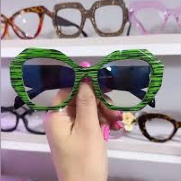 Green Striped Sunglasses - Picture 2 of 4